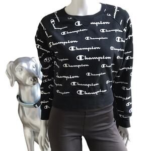 Champion Cropped Black White Sweatshirt Women's Size Small